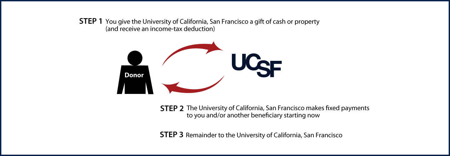 Immediate-Payment Charitable Gift Annuity Diagram. Description of image is listed below.